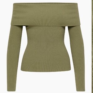 Aritzia Nola Olive Off-Shoulder Women's Sweater